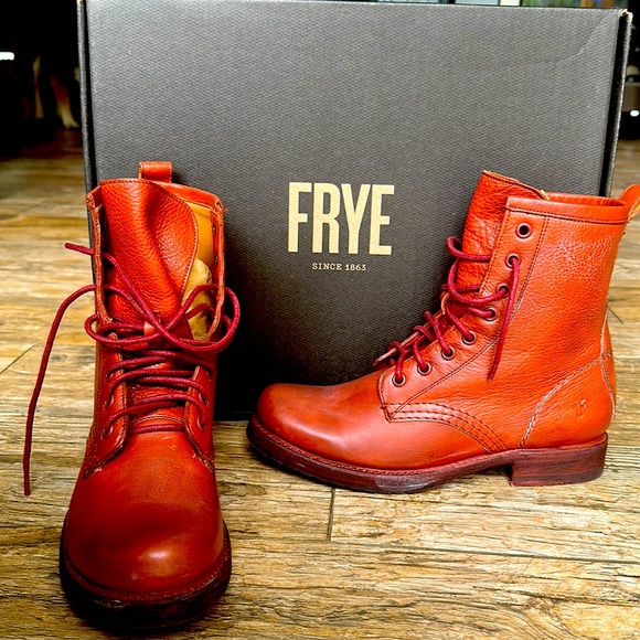 Frye Veronica Combat Boot Red Clay 6.5 - Picture 1 of 12